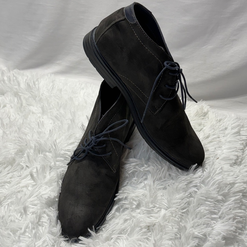 Unlisted Gray and Navy Suede Chukka Boots